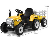 Costway Juguete Tractor Eléctrico para Niños con 3 Marchas Luces LED Música Bocina Funciones Audio USB y Bluetooth Hasta 30kg Amarillo