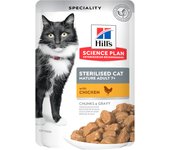 1.02 KG 12 sobres x 85 g Hill's Science Plan Sterilised Mature Pollo en Salsa sobre para gatos