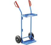eurokraft pro Carretilla para bombonas de acero y de gas, para 2 bombonas de acero, 10 l de capacidad, ruedas con cubiertas de caucho macizo