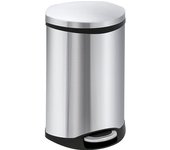 EKO Colector de residuos con pedal, en forma de concha, capacidad 50 l, H x A x P 705 x 406 x 406 mm, cuerpo de acero inoxidable