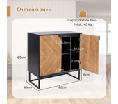 Costway Armario de Almacenamiento Mesa de Consola con Puertas y Estante Mueble de Centro con Patas Metálicas Moderno para Salón Comedor Negro