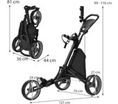 Costway Carrito de Golf Plegable con 3 Ruedas 4 Posiciones de Altura Ajustables Portaparaguas Ajustable Bolsa Impermeable Freno de Pie Azul