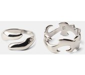 Bershka Pack 2 Anillos Acero Inoxidable Hombre M Plata