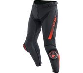 Dainese Super Speed Pantalones de cuero de motocicleta - Negro Rojo (44)