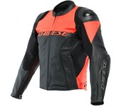Dainese Racing 4 Chaqueta de cuero de motocicleta perforada - Negro Rojo (48)