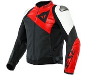 Dainese Sportiva Chaqueta de cuero para motocicleta - Negro Blanco Rojo (58)