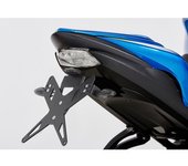PROTECH Kit de soporte de matrícula  que incluye reflector y placa de acero inoxidable ligero/aluminio recubierto de polvo negro - Negro
