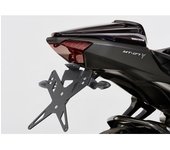 PROTECH Kit de soporte de matrícula  que incluye reflector y placa de acero inoxidable ligero/aluminio recubierto de polvo negro - Negro