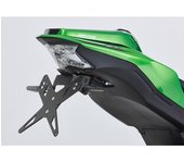 PROTECH Kit de soporte de matrícula  que incluye reflector y placa de acero inoxidable ligero/aluminio recubierto de polvo negro - Negro