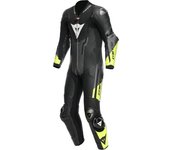 Dainese Misano 3 D-Air Airbag Traje de moto de cuero perforado de 1 pieza - Negro Gris Amarillo (62)