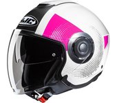 HJC i40N Pyle Casco Jet - Negro Blanco Rosa (M)