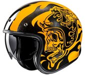 HJC V31 Flame Casco jet - Negro Amarillo (XL)