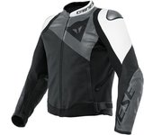 Dainese Sportiva Chaqueta de cuero para motocicleta - Negro Gris Blanco (44)
