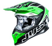 Just1 J39 Thruster Casco de motocross - Negro Blanco Verde (M)
