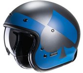 HJC V31 Kuz Retro Casco Jet - Negro Azul (M)