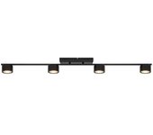 Nordlux Regleta de techo moderno negro con 4 luces led redondos en línea