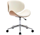 sweeek Silla de oficina con ruedas, madera curvada y acabado en polipiel,