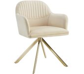 Tectake Silla de comedor giratoria 360º terciopelo, 56x59x81 cm crema/oro