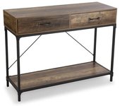 Versa Home Consola con 2 cajones en aglomerado efecto madera y metal marrón