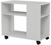 SoBuy Mesa auxiliares de salón con 4 ruedas y 2 estantes madera blanco
