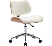 sweeek Silla de oficina con ruedas, madera curvada y acabado en polipiel,