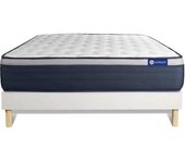 Actisom Somier blanco + colchón con látex y espuma viscoelástica 150 x 190