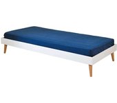 ID Kids Cama infantil con patas y colchón madera maciza  blanco 90x190 cm