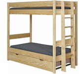 ID Kids Litera con cama nido y colchones madera maciza  natural 90x190 cm