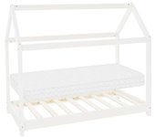 ML-Design Cama infantil forma de casa madera pino blanca + colchón 70x140 cm