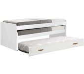 MueMue Cama triple aglomerado blanco con somieres y colchones 105x200cm