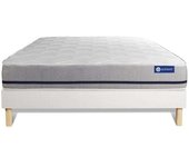 Actisom Somier blanco + colchón con látex y espuma viscoelástica 135 x 190