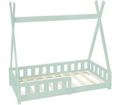 ML-Design Cama infantil tipi anticaída estructura madera pino menta casita