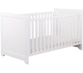 ID Kids Cuna con barreras y colchón madera maciza y mdf  blanco 70x140 cm