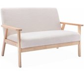 sweeek Sofá o banco de borreguito y patas de madera, 2 plazas, borreguito