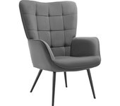 Tectake Sillón tapizado 72 x 76 x 100,5 cm corderoy fino antracita/negro