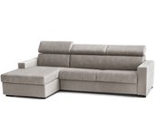 Talamo Italia Sofá cama con chaise longue en ecopiel gris tórtola 260x95h85 cm