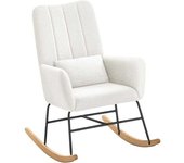 SONGMICS HOME Silla mecedora reclinable con reposabrazos de color blanco crema