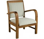 MACABANE Sillón de madera teca nórdico y tela azul claro de 61x63x80,5 cm