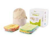 Kit eco col de bambú color 10 cuadrados + 10 guantes + 1 caja de madera con red de lavado 1 unidad - Les Tendances D'Emma
