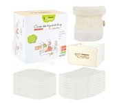 Eco kit bambú ecru bambú 10 cuadrados + 10 guantes + 1 caja de madera con red de lavado 1 unidad - Les Tendances D'Emma