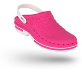 WOCK Zuecos Sanitarios Rosa y Blancos Clog 09 c/ Tira Fucsia/Blanco 35/36