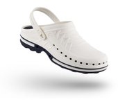 WOCK Zuecos Sanitarios Blancos y Azul Clog 13 c/ Tira azul marino/blanco 35/36