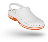 WOCK Zuecos Sanitarios Naranja y Blancos Clog 05 c/ Tira Naranja/Blanco 35/36