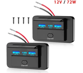Cargador de coche de 3 puertos,carga múltiple de dispositivos,salida USB de 12V para autocaravanas,72W,dos puertos USB C