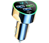 Adaptador de cargador de coche USB PD de 350W 4 puertos 3USB-A+USB-C carga rápida con LED azul para iPhone 16 15 14 13 P