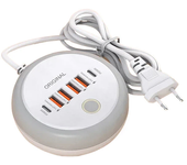 Cargador USB PD de 50W y 6 puertos,4USB-A + 2USB-C,regleta de carga rápida con luz táctil,enchufe EU,enchufe US para iPh