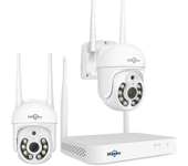 Hiseeu WK-2HD205 2 Cámaras 5MP WiFi CCTV PTZ Cámara Kit de Sistema de Seguridad 10CH NVR Grabador AI Motion Tracking IP