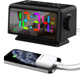 Reloj despertador digital AGSIVO RGB con radio FM, doble alarma y función de siesta. Pantalla LED dinámica RGB, formato