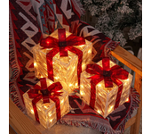 3 juegos de luces cálidas navideñas transparentes con lazo rojo,luces decorativas LED para adornos de árboles de Navidad