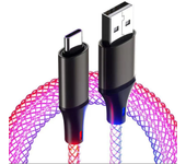 6A 66W USB-A a Tipo C Cable de Iluminación RGB PD Carga Rápida Transmisión de Datos Núcleo de Cobre Línea de 1M de Largo